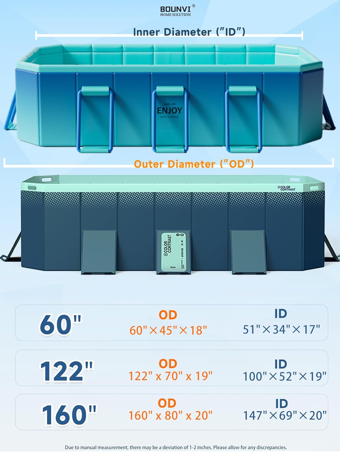 114" Non-Inflatable Foldable Swimming Pool for Family, Portable Above Ground Pool for Adults & Kids, Easy Setup for