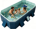 Foldable Swimming Pool, Rectangular Above Ground Swimming Pool for Outdoor Family Square Pool with Drain Plug and