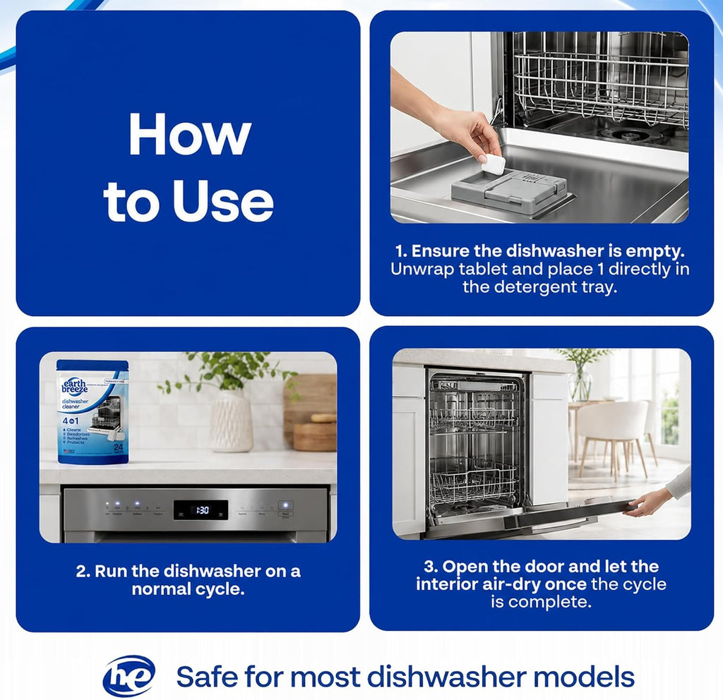 Dishwasher Cleaner Tablets 4-in-1 Fragrance Free