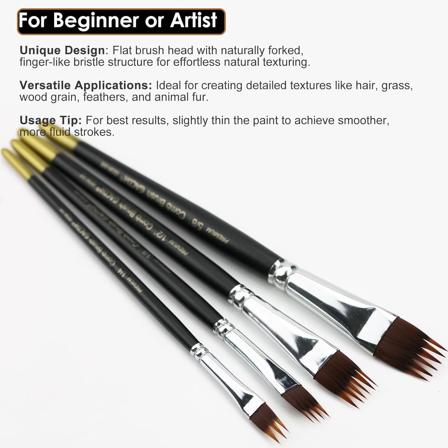 Paint Brush Comb Set - 4PCS Professional Grainer Brushes for Acrylic Painting, Oil & Watercolor - Texture Brushes for