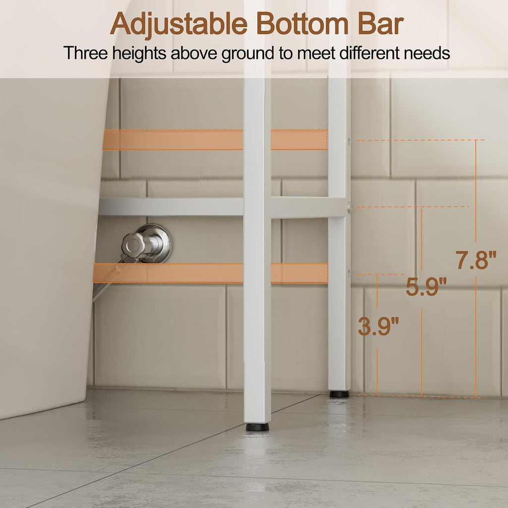 3 Tier Over The Toilet Storage Rack, Bathroom Organizer | Toilet Storage with 4 Hooks & Paper Holder, Space-Saving