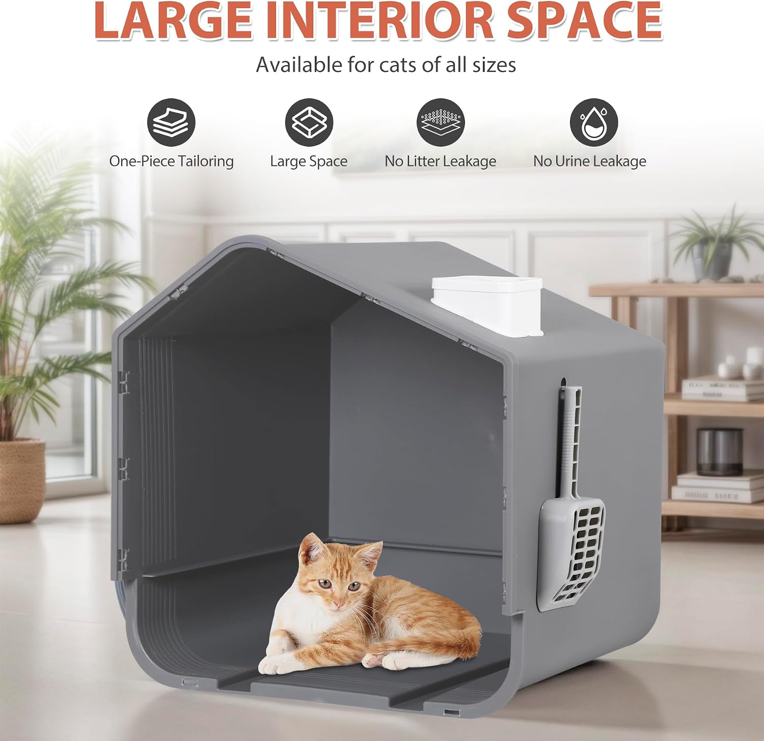Large Enclosed Cat Litter Box with Mat and Litter Scoop Covered Cat Litter Pan, Odorless Toilet Anti-Splashing Kitty