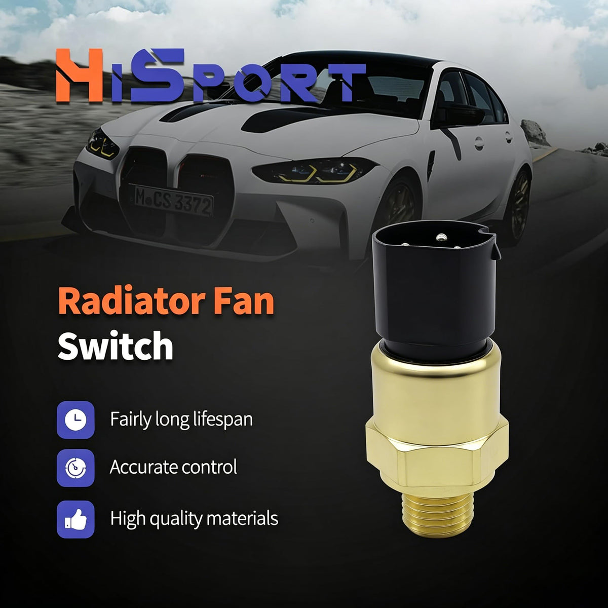 HiSport Coolant Temperature Sensor Radiator Fan Switch Replaces 61311378073