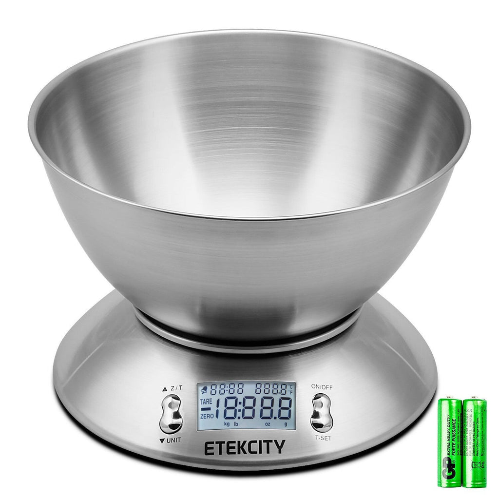 Food Scale with Bowl, Timer and Temperature, Grams and Ounces