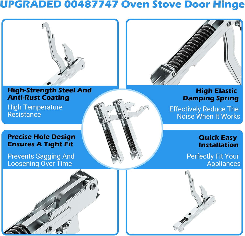 Upgraded 00487747 Oven Door Hinge Kit-2pack Compatible With Thermador Bosch Range/Stove/Oven Hinge Replacement Parts,Reaplce AP2837518 AH3471165, EA3471165, PS3471165 487747 Oven Door Assembly