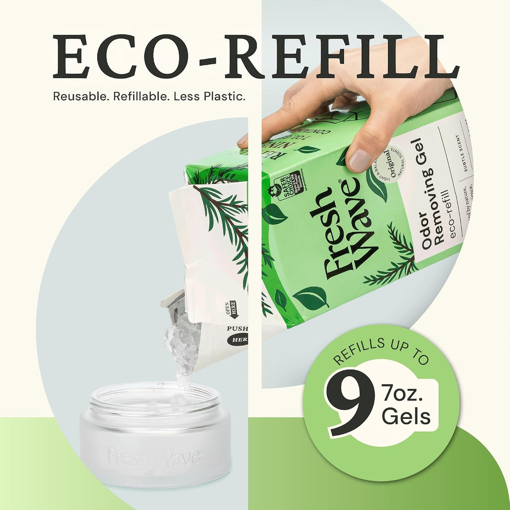 Odor Removing Gel 4-Pack Glass Jar & 63oz Refill, Original