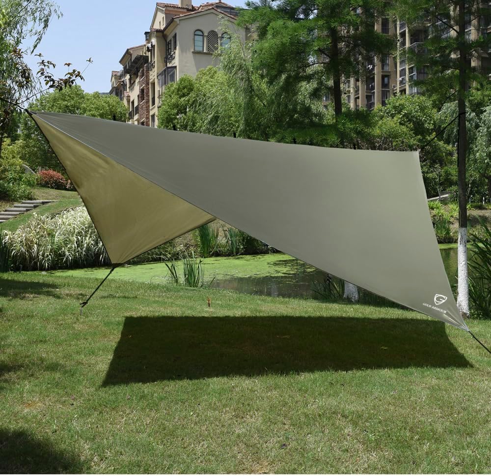Rainfly Tarp for Hammock and Tent, 12x10ft Waterproof Lightweight Camping Accessories, Survival Gear