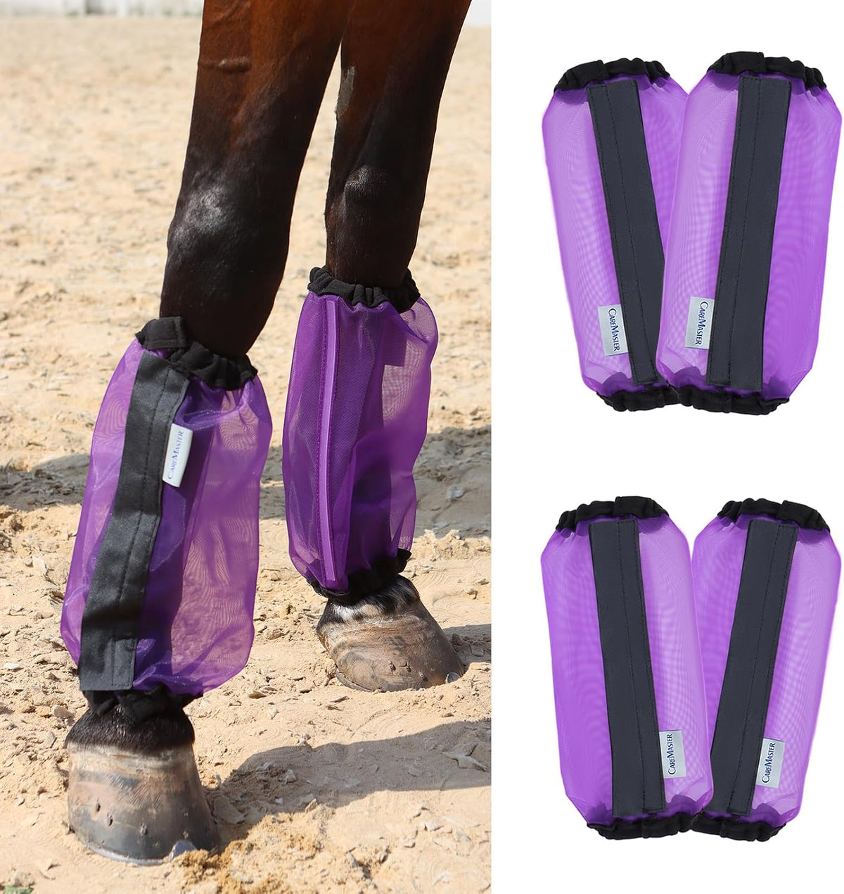 Universal Size Horse Leggings Fine Mesh Horse Fly Boots Greatly Reduce Stomping Breathable Horse Boots Leg Wraps (Set