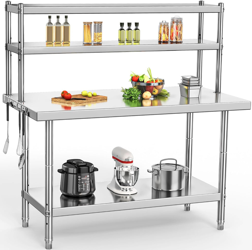 48" X 24" Stainless Steel Table with 48" X 12" Overshelves