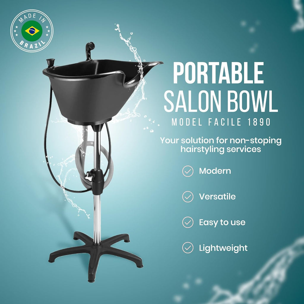 Portable Shampoo Bowl – Washing Unit & Hair Sink for Salons, Home Care, Seniors & Disabled – Chrome Steel Structure