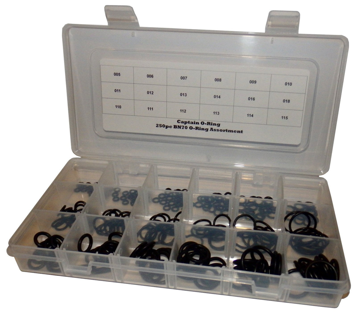 Captain O-Ring - 250pc Universal SAE NBR O-Ring Assortment Kit