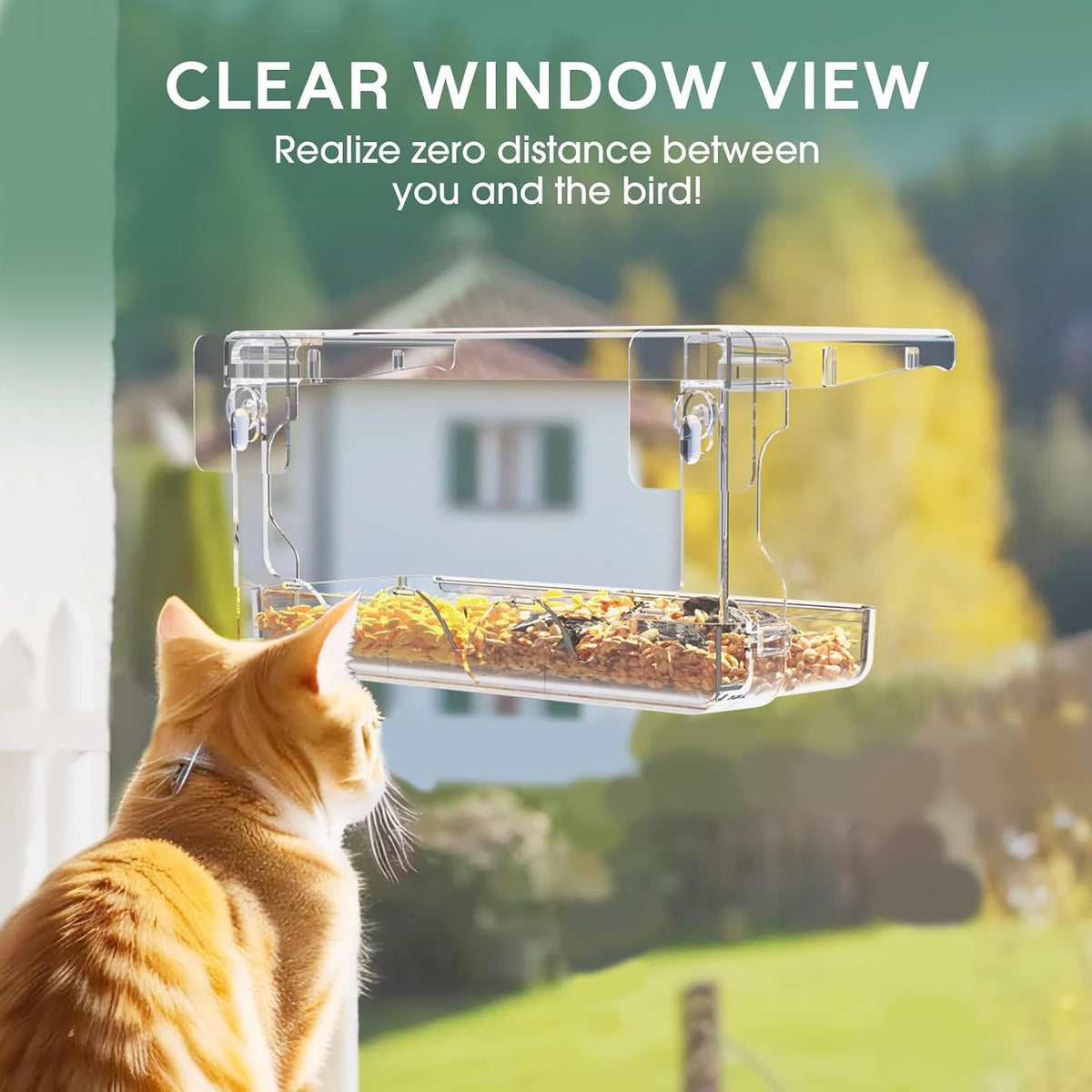 Window Bird Feeder for Outdoors, Clear Bird Feeders Window Mounted