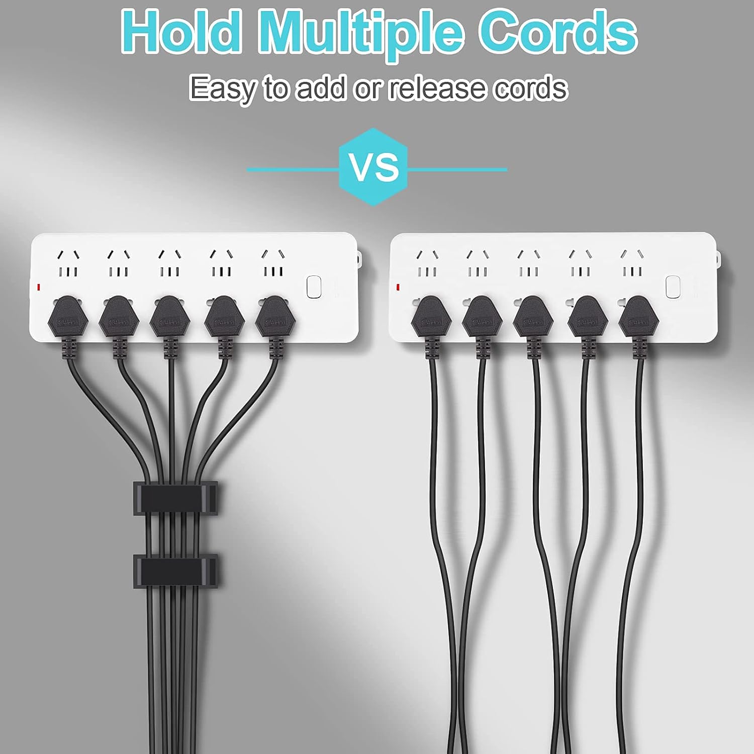 Cable Management Clips, Large Cord Clips for Under Desk Wire Management, Adhesive Organizer Multiple Cord