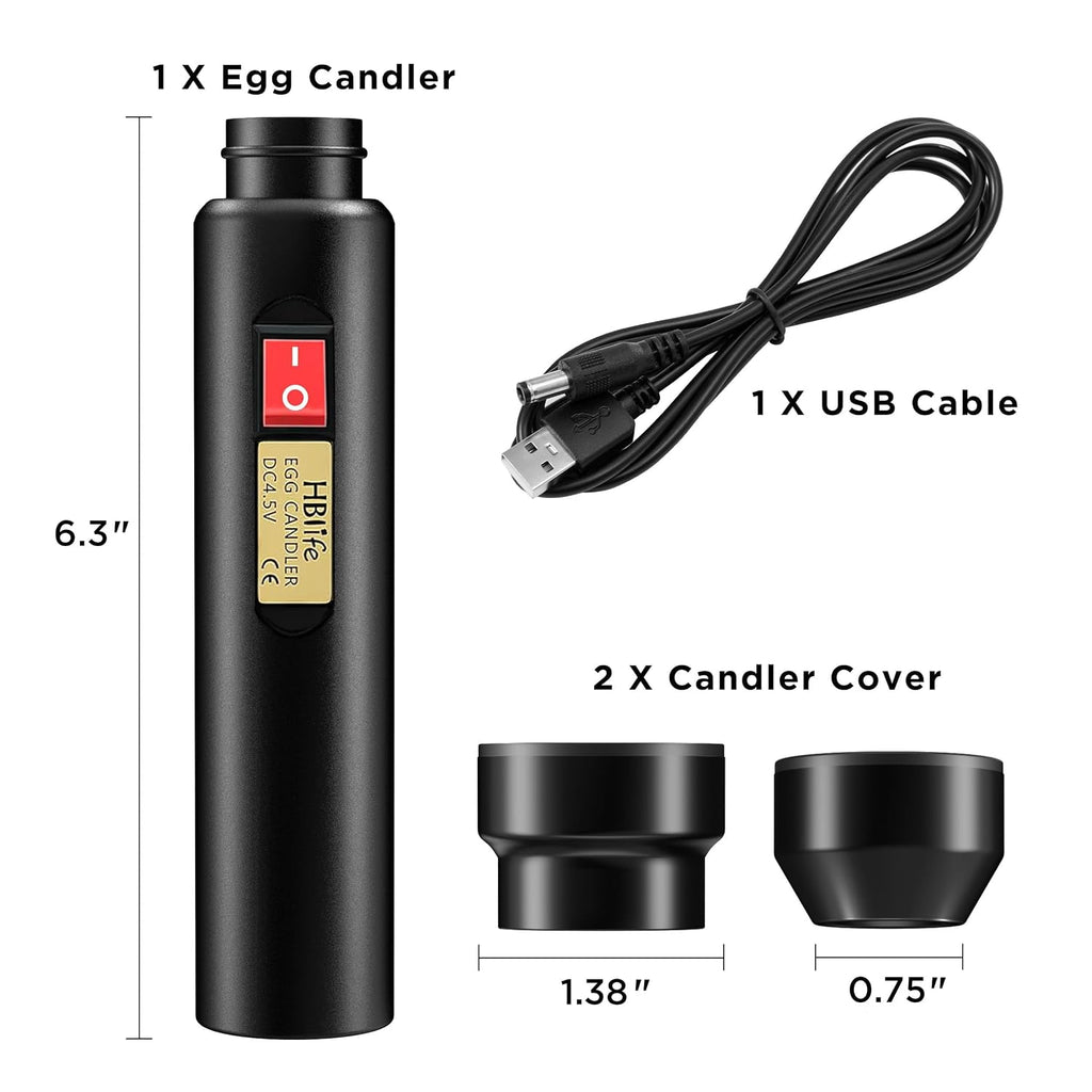 Egg Candler Wireless Rechargeable LED Bright Cool Light, Egg Candler Tester for Monitoring Eggs Development with 2