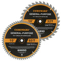 10 inch Miter Saws Blade, 32T & 60T ATB Circular Saw Blade, 5/8" Arbor, TCT Carbide-Tipped, Anti-Vibration, Teflon