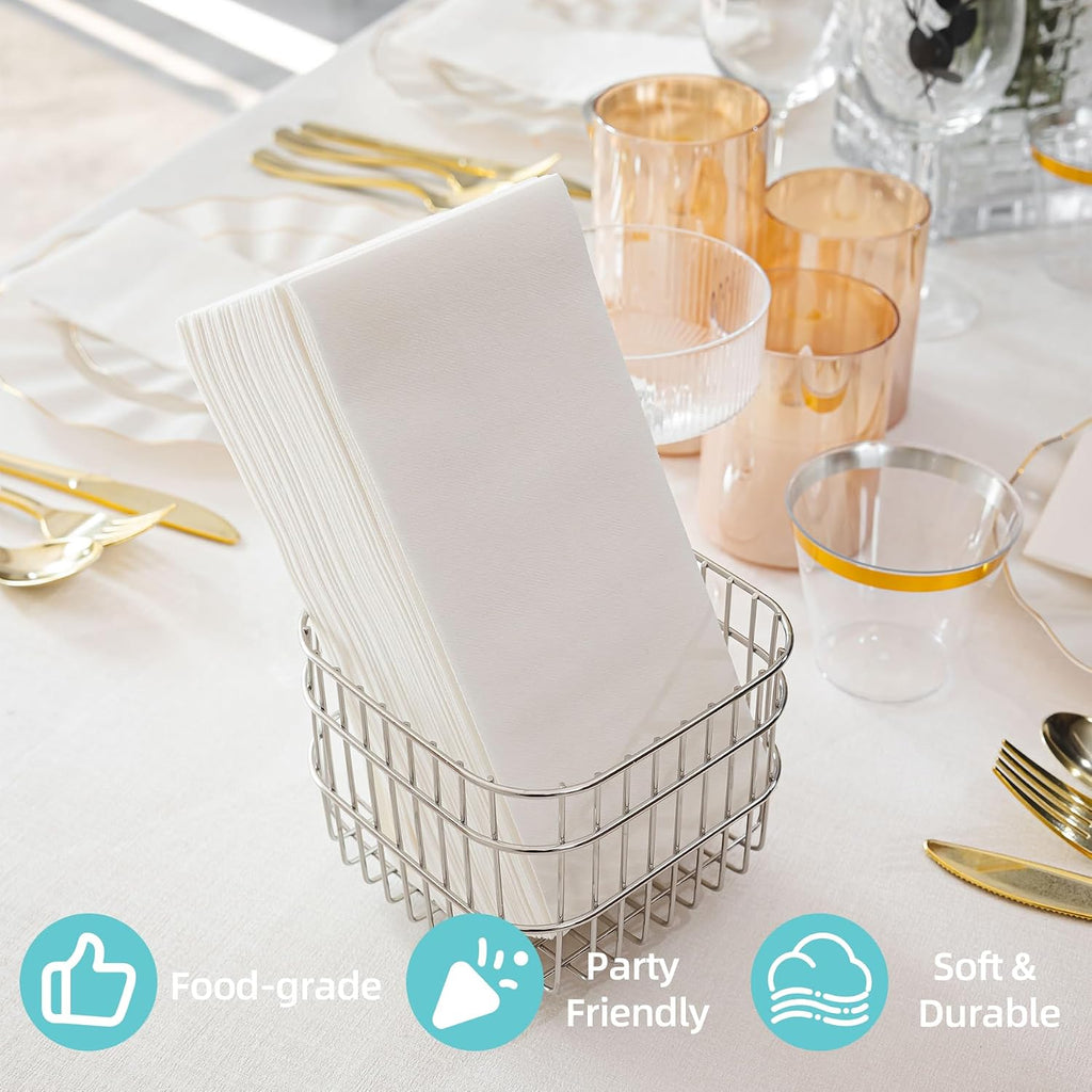 200 Pack Premium Guest Towels, Linen Feel Hand Napkins
