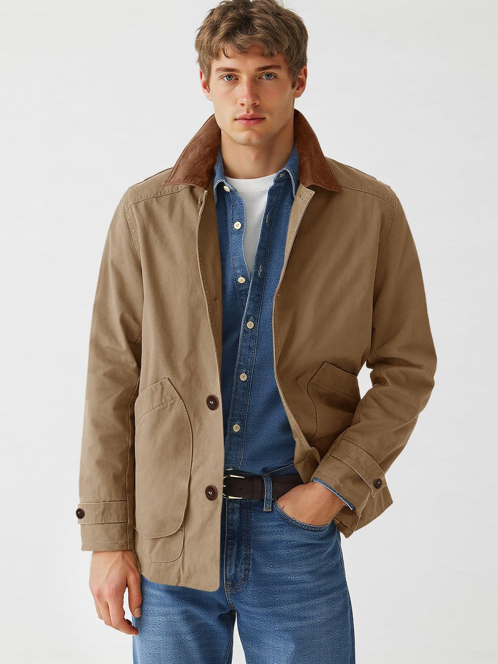 Mens Lightweight Jackets Casual Stylish Button Down Barn Jacket