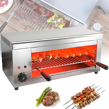 2000W Salamander Broiler, Electric Steak Broiler Raclette Grill Cheese Melter Grill With 122-572°F Heating And