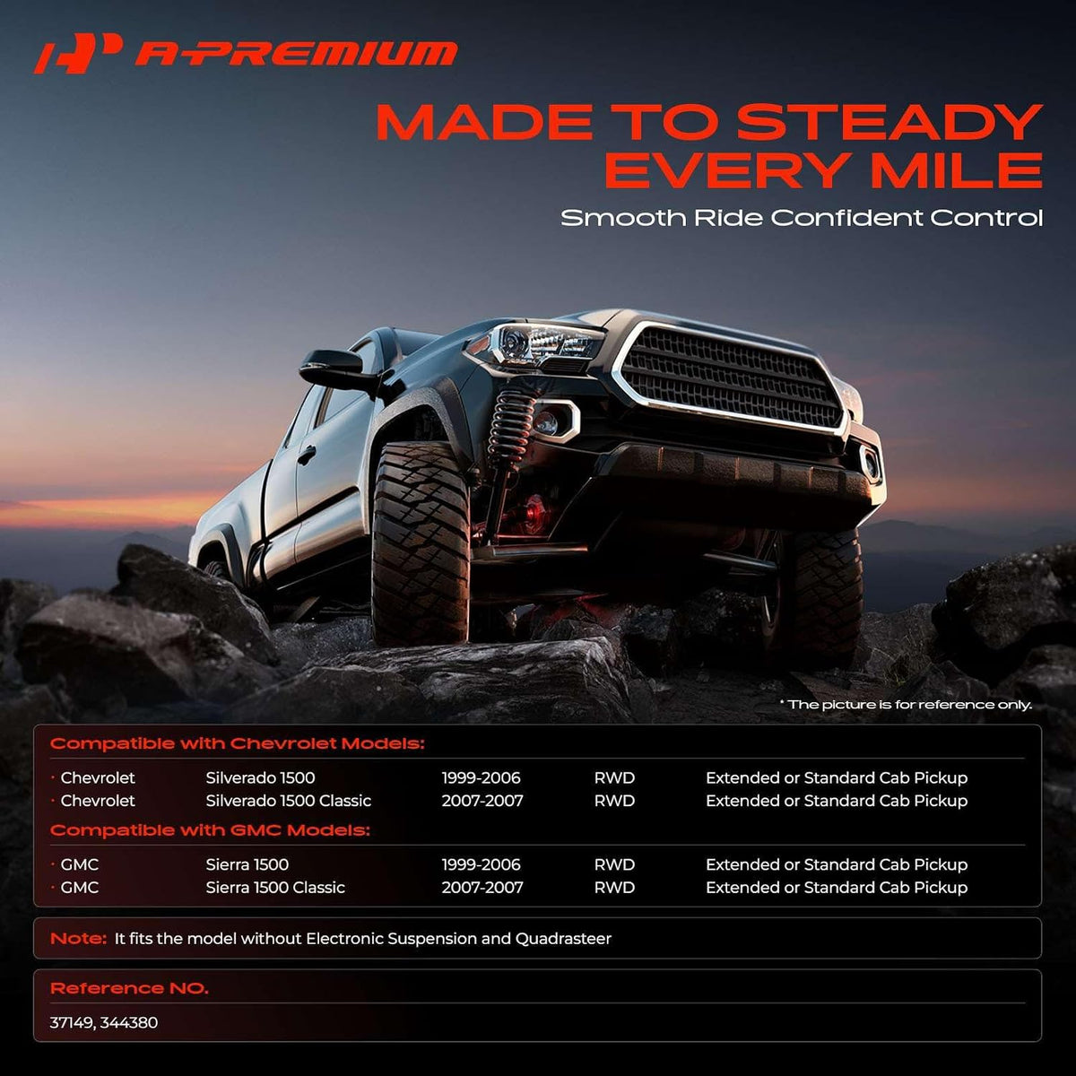 A-Premium Front Shock Absorbers, Set of 2 - Compatible with Chevrolet, GMC