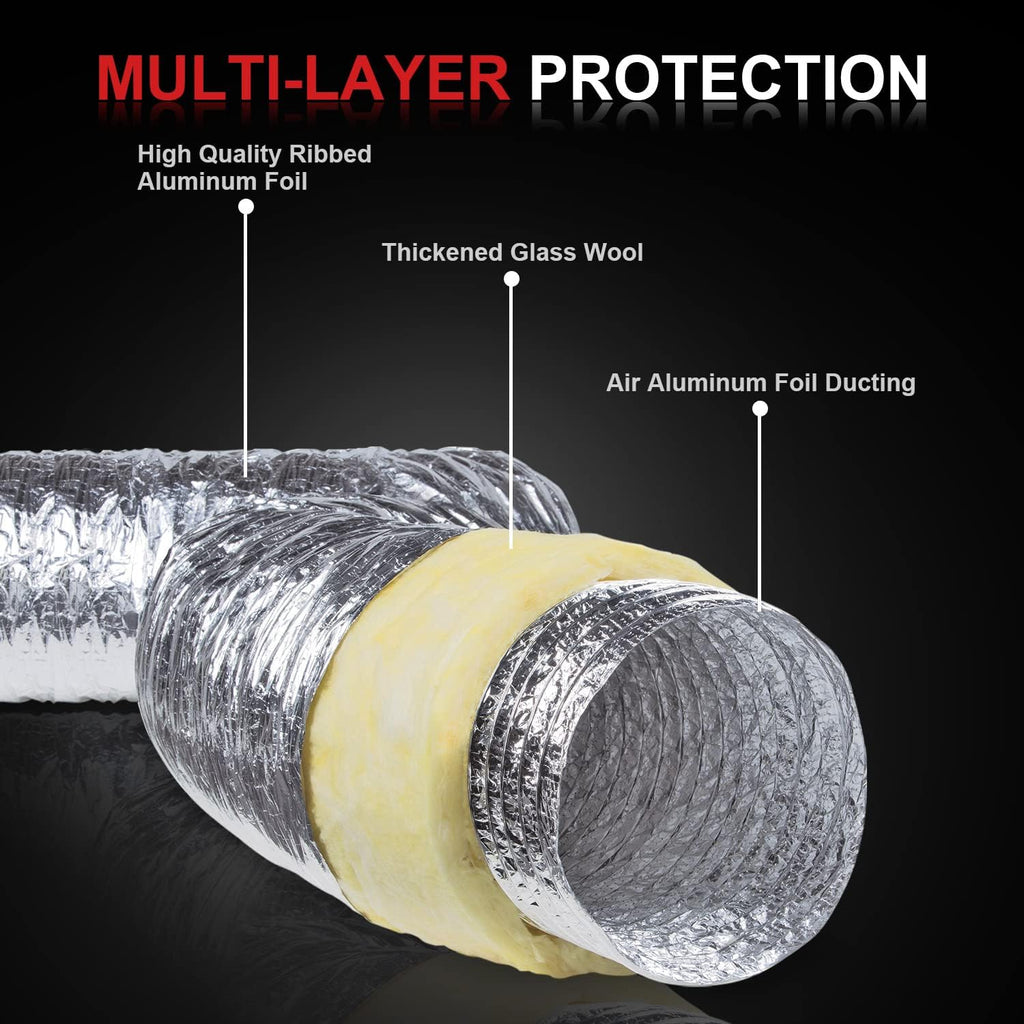 6 in. x 25 ft. Insulated Flexible Duct R4.2 Silver Jacket, 6 - Flexible Ductwork - Ducting & Venting