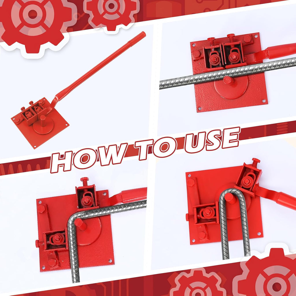 Rebar Rod Bender Metal Rebar Bender Tool metal Bending Tool Hand Operated 0.04 Inch to 0.79 Inch Extendable Indexing