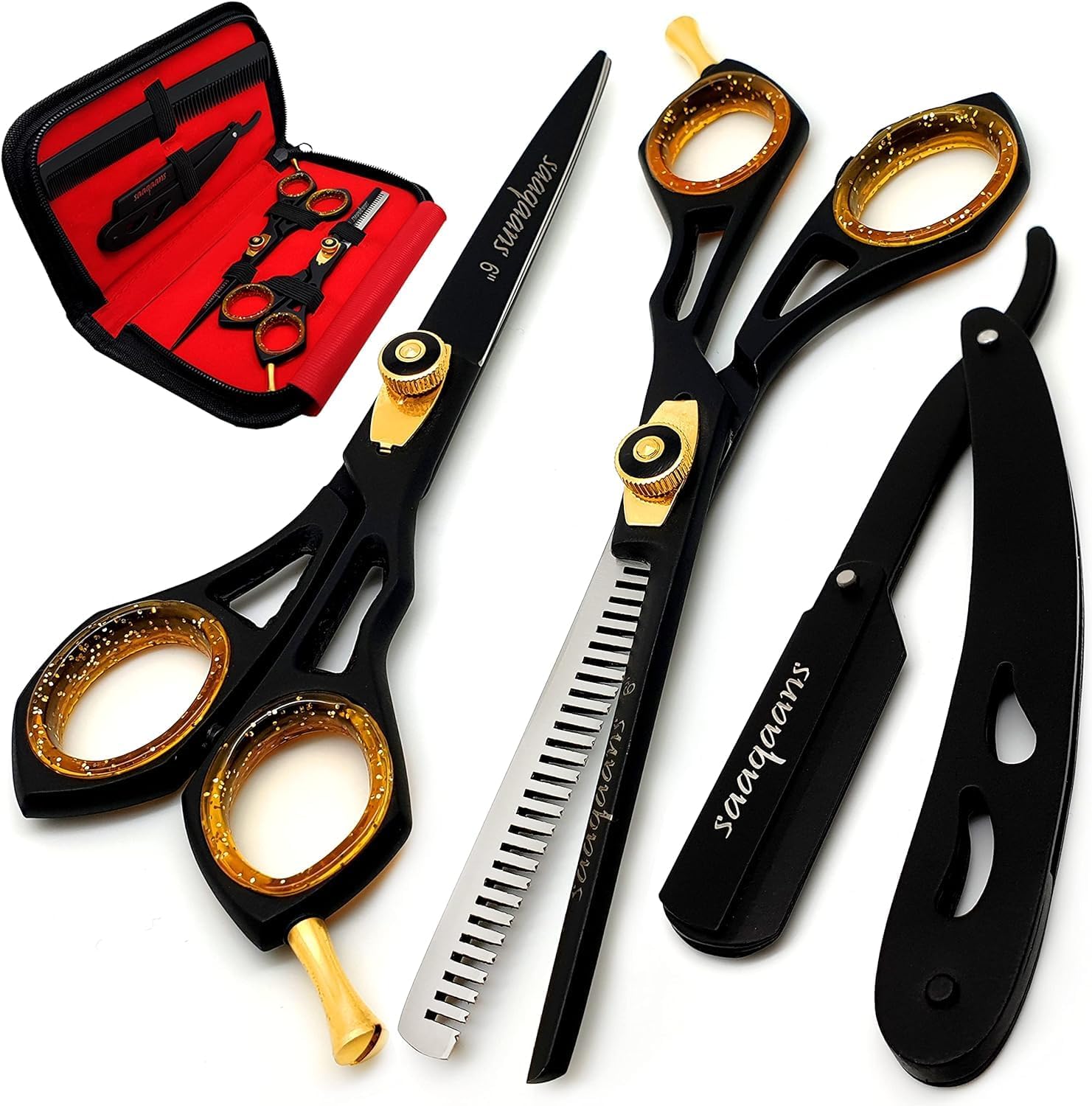 Professional Barber Shears Kit Tools - Hair Cutting Scissors Set for Hairdresser/Hair Salon + Thinning/Texture