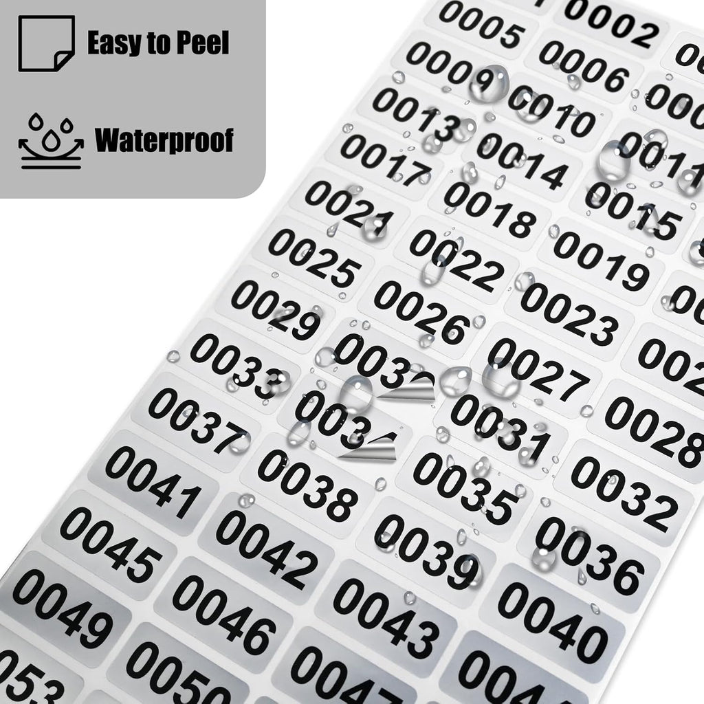 1.57x0.79 Numbered Stickers 0001‑2000 Inventory Labels
