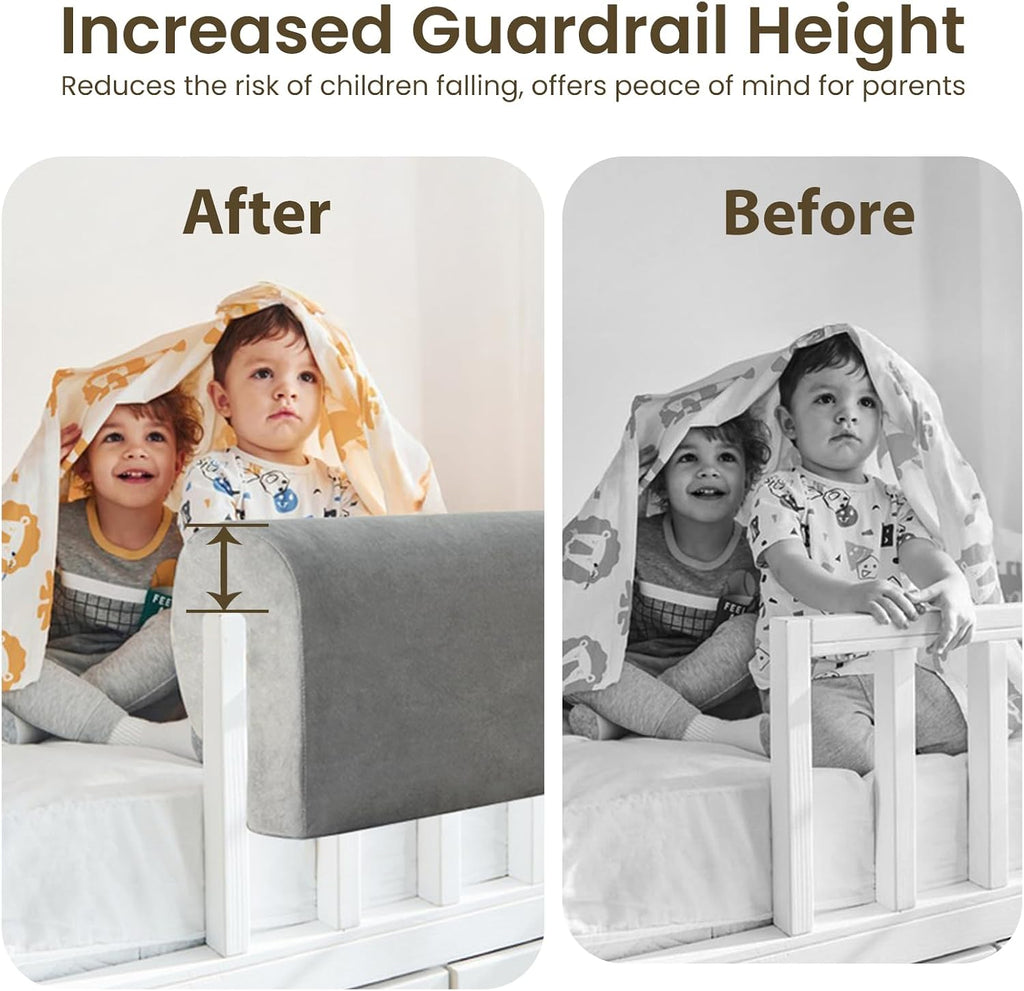 Toddlers' Bed Rail Bumpers Protector, Children's Bed Guardrail Padding, Soft Cushioned Barrier, Increased Height