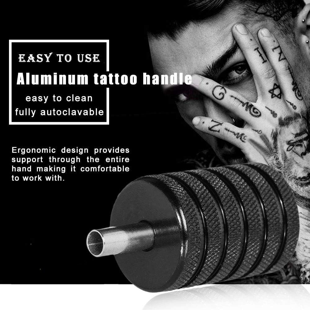 Tattoo Machine Grips Aluminum Back Stem Tattoo Tubes-Black 3pcs