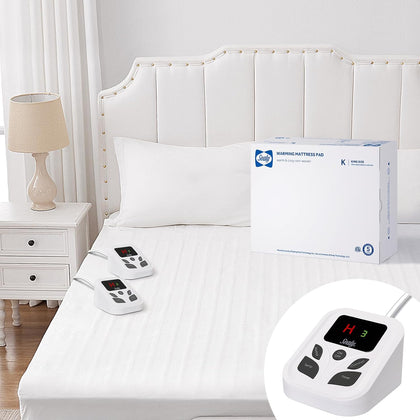 Heated Mattress Pad King Size with Dual Control 10 Heated Settings | with Auto Shut Off 1-9 Hours| Fit Up to 15"-17"