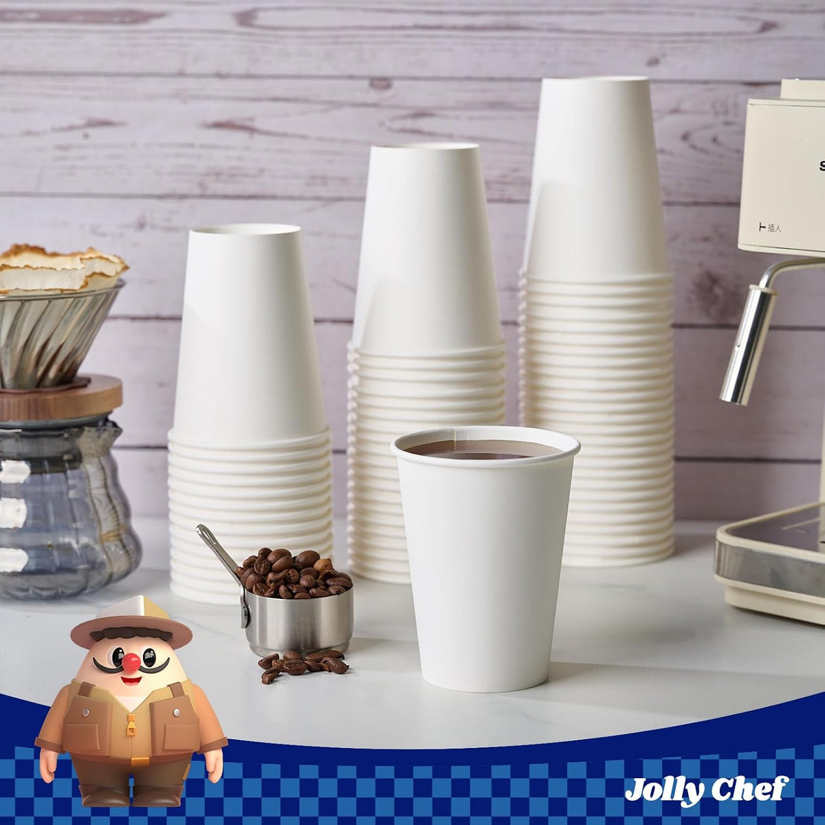 12 oz Coffee Cups, White Paper Cups 200 Count Leak-Proof