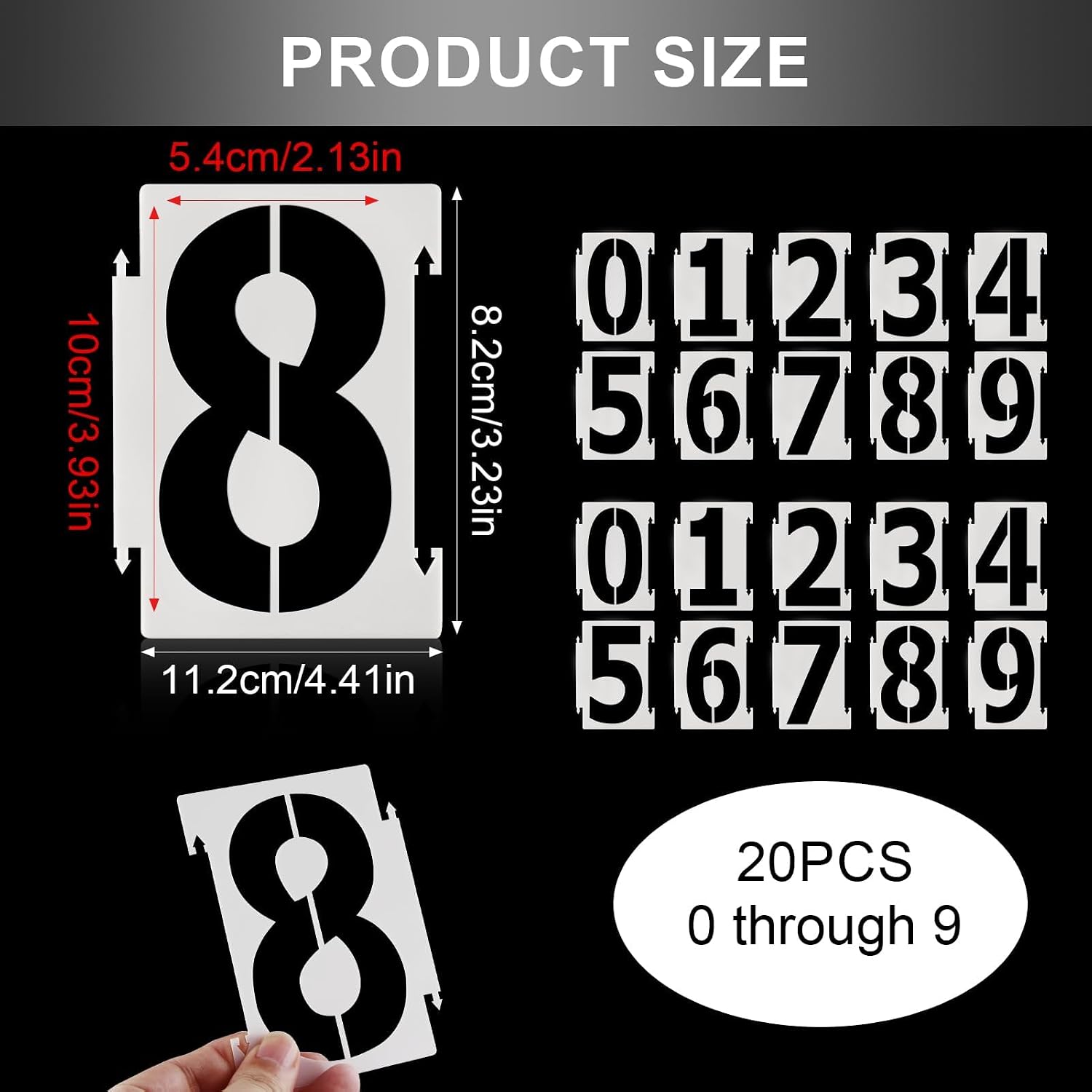 4 Inch Curb Number Stencils, 20Pcs 0-9 Address Curb Stencil Kit | Reusable, Plastic Numbers, Interlocking Stencils
