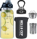 34oz tea bottle with infuser - Large Capacity Glass Water Bottle, With Time Mark, Stainless Steel Tea