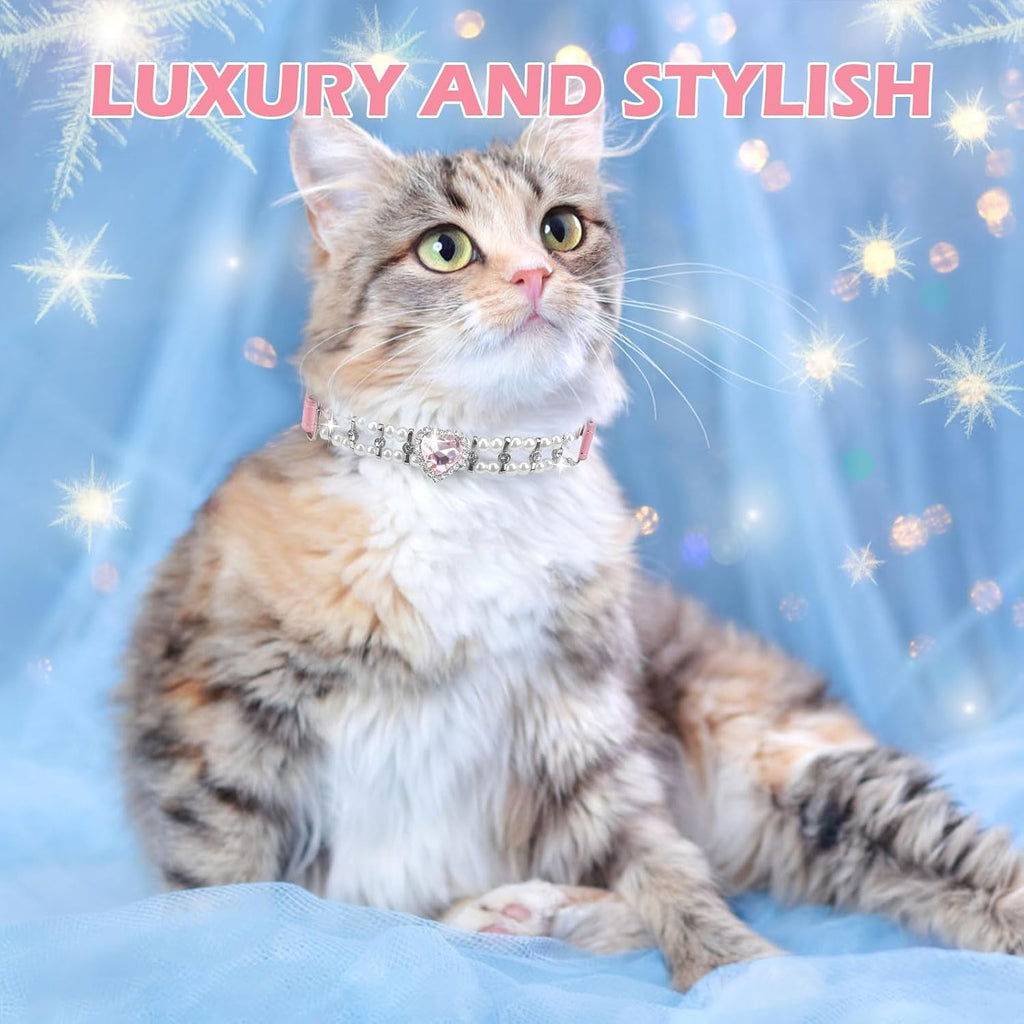 Cat Collar with Bell,Pink(Pearl)