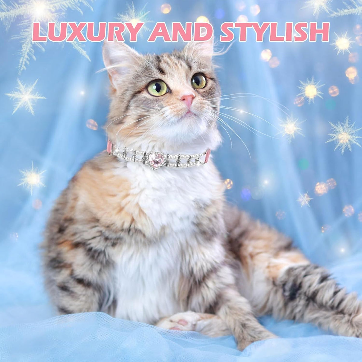 Cat Collar with Bell,Pink(Pearl)