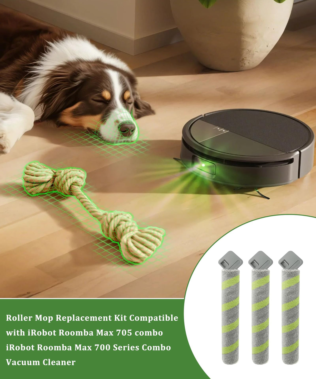 3Pack Roller Mop Replacement for iRobot Roomba Max 705 Combo / 700