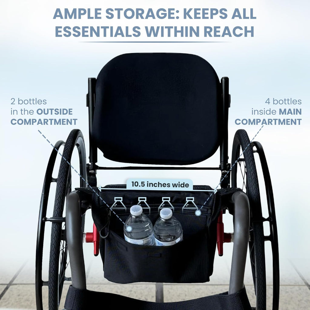 Large Under-Cushion Wheelchair Bag – Easy-Reach Storage That Stays Out of the Way, Fits Manual & Electric Wheelchairs