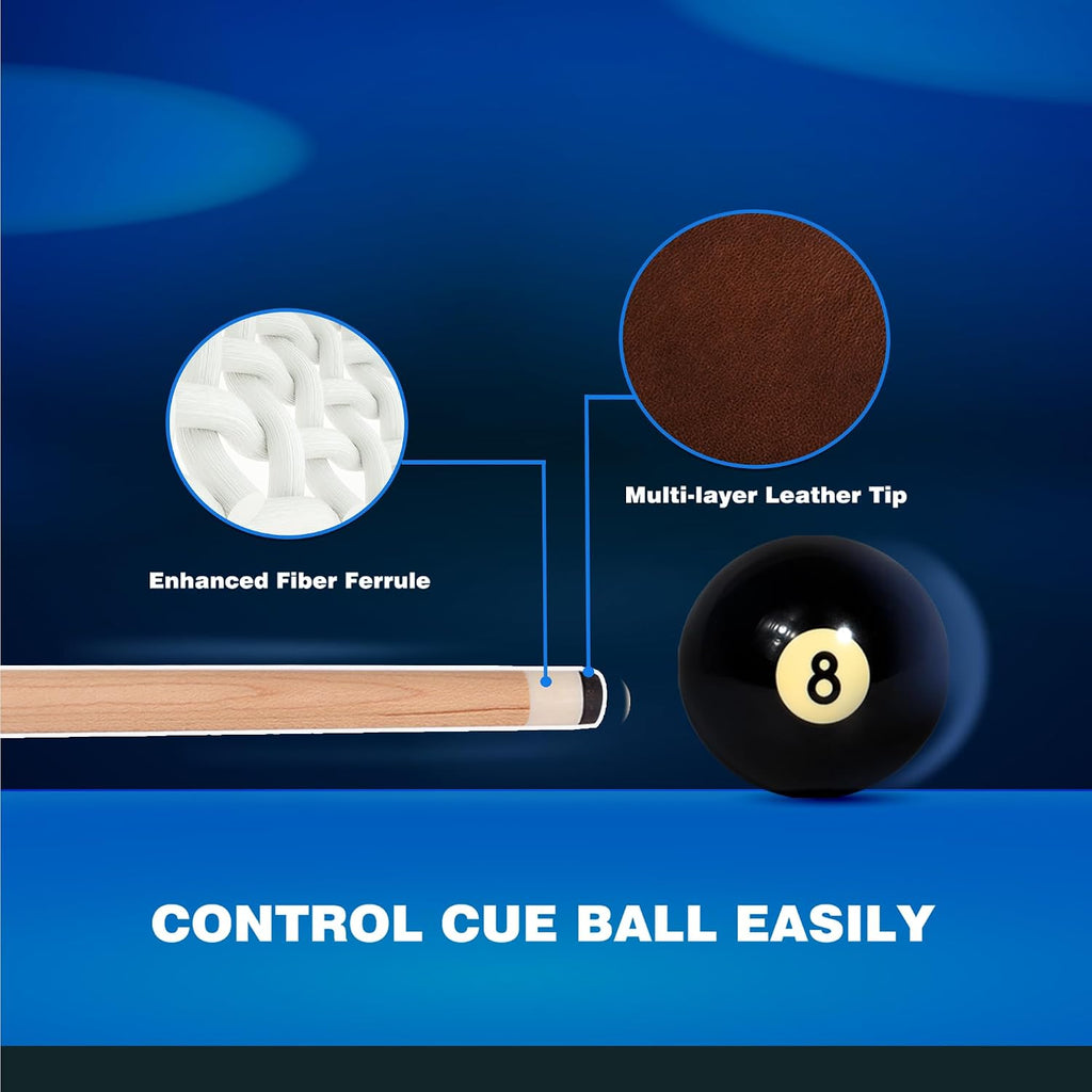 GSE 36"/42"/48"/52"/58" 1-Piece Canadian Maple Shorty Pool Cue Sticks | Solid Hardwood, Billiard House Bar Pool Cue