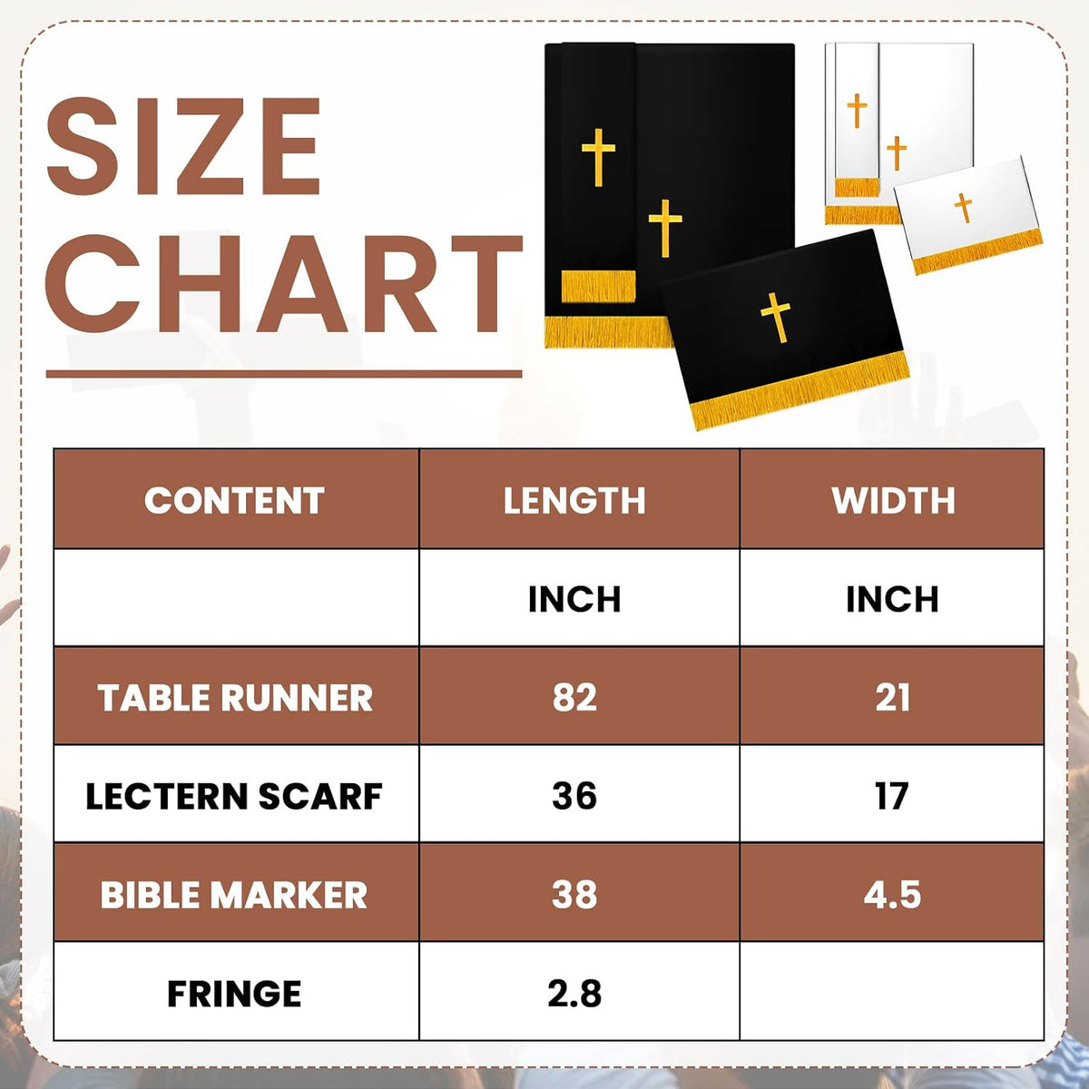 3 Set Parament Table Runner Altar Cloth Black and White