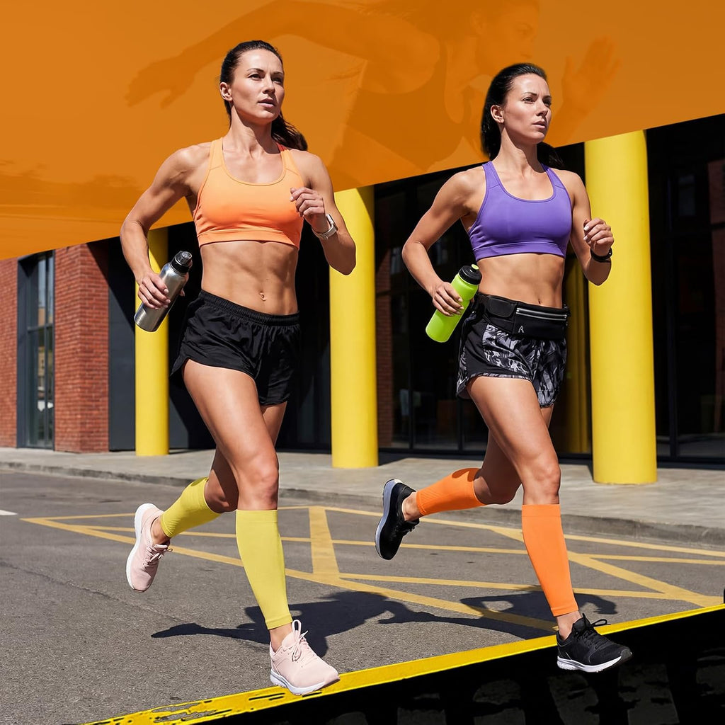 4 Pairs Colorful Calf Compression Sleeves for Men and Women, Breathable Footless Compression Socks Support for Shin