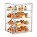 Pastry Display Case Large Clear Bread Box for Kitchen Countertop 4 Layers Adjustable Bread Storage with Magnetic Door