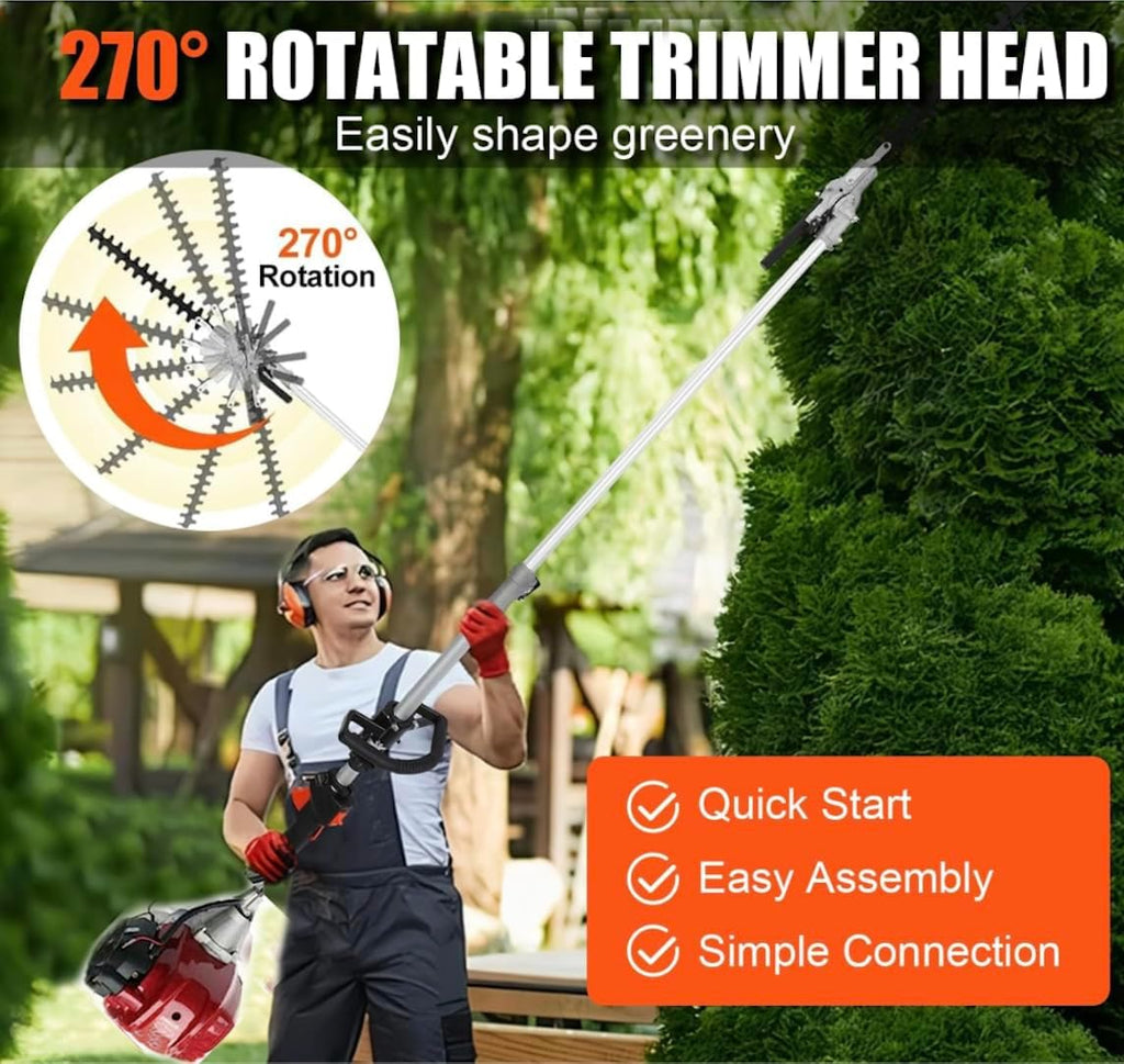 GX50 Gas Powered Brush Cutter 7 in 1 Dual line String Trimmer Grass Trimmer