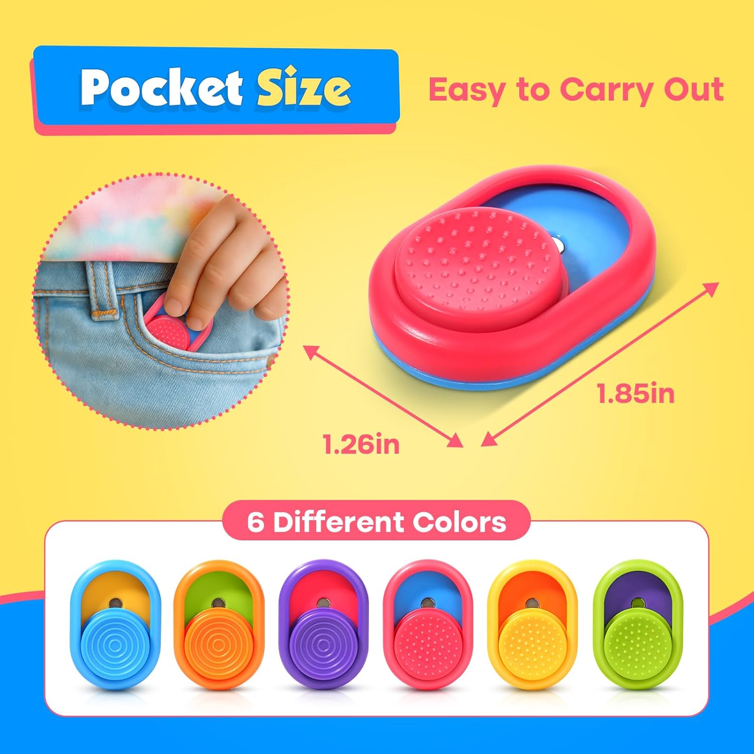 Sensory Fidget Toys for Kids Adult 6 Pack Textured Fidgets for Classroom | Magnetic Toy Stress Relief Item Fun Small