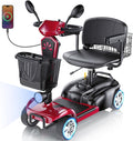 15/25/30/50Miles Eldryvon 4 Wheels Electric Mobility Scooter for Seniors, Dual Basket, 350W Powered Wheelchair with