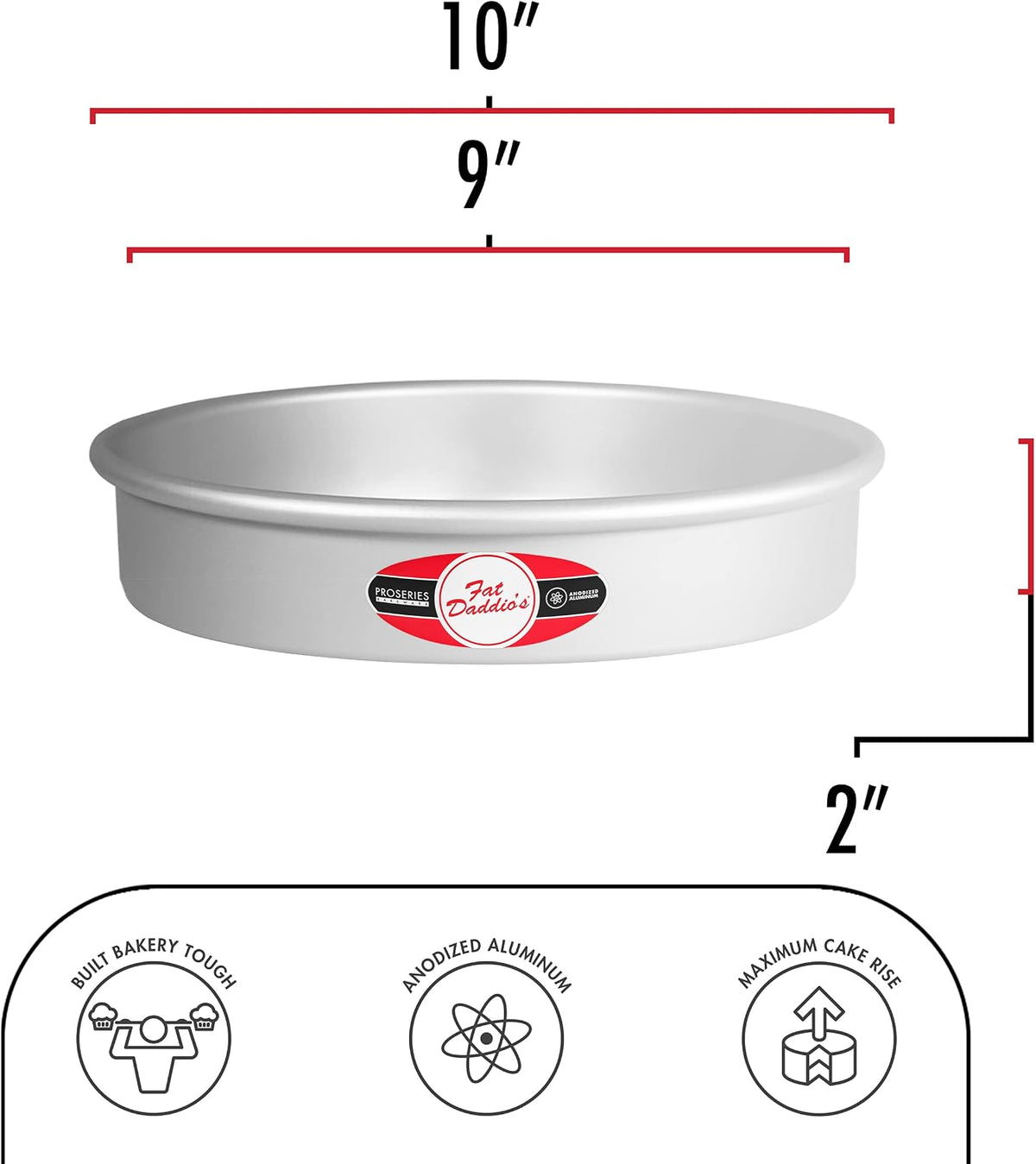 Anodized Aluminum Round Cake Pans, 2 Piece Set, 9 x 2 Inch