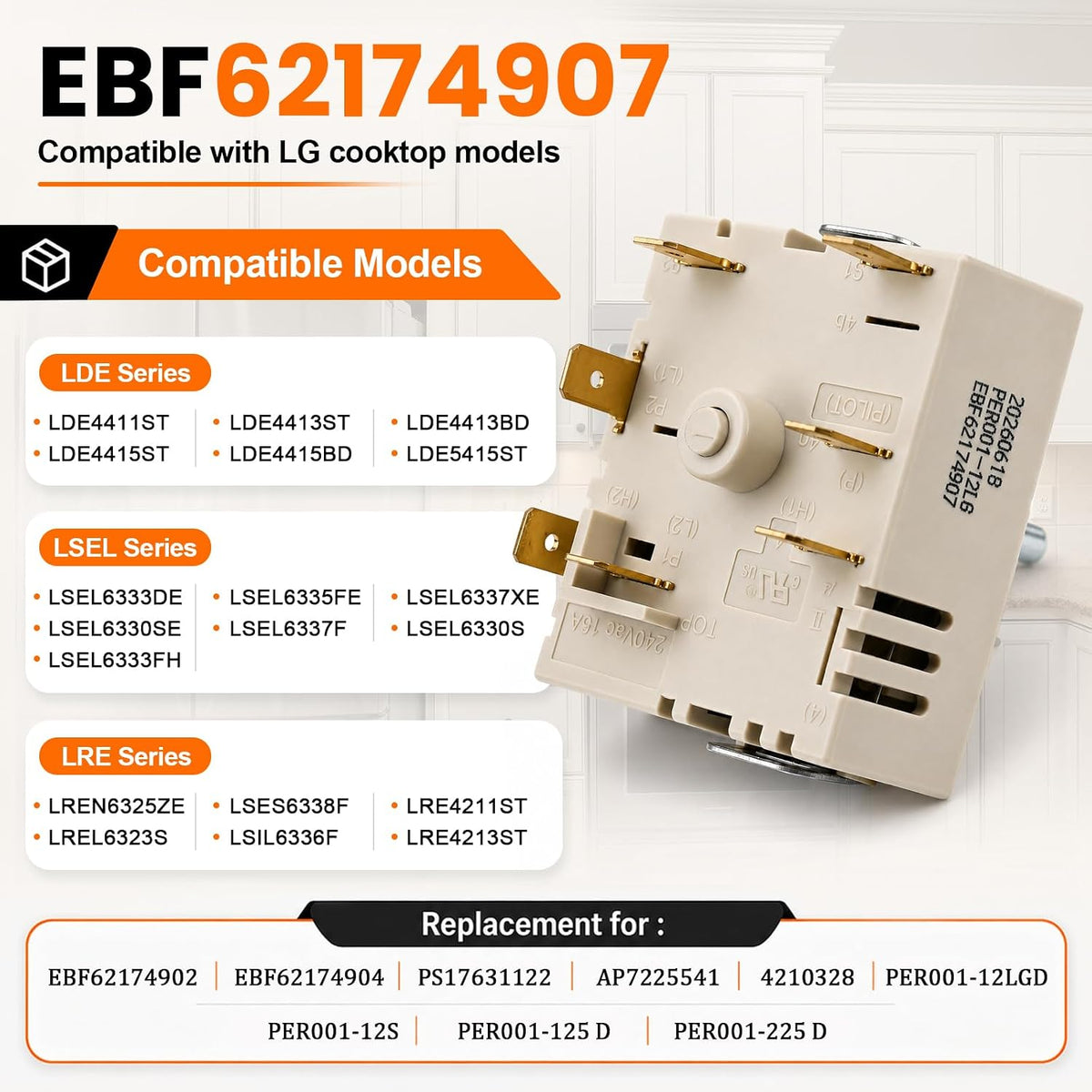 EBF62174907 Infinite Switch Replacement for LG Range Surface Element