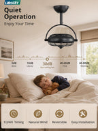 10" Small Wall Mount Fan with Remote Plug in Cord, Black