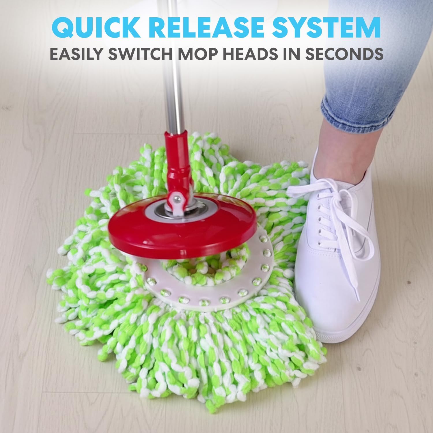 79349 Spin Mop Cleaning System with 3 Microfiber Mop Heads, Red/Black