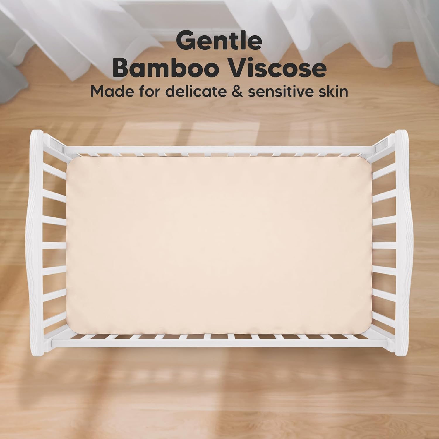 2-Pack Baby Crib Sheets for Boys, Girls - 52x28 Viscose Derived from Bamboo Toddler Bed Sheets Neutral, Fitted Crib