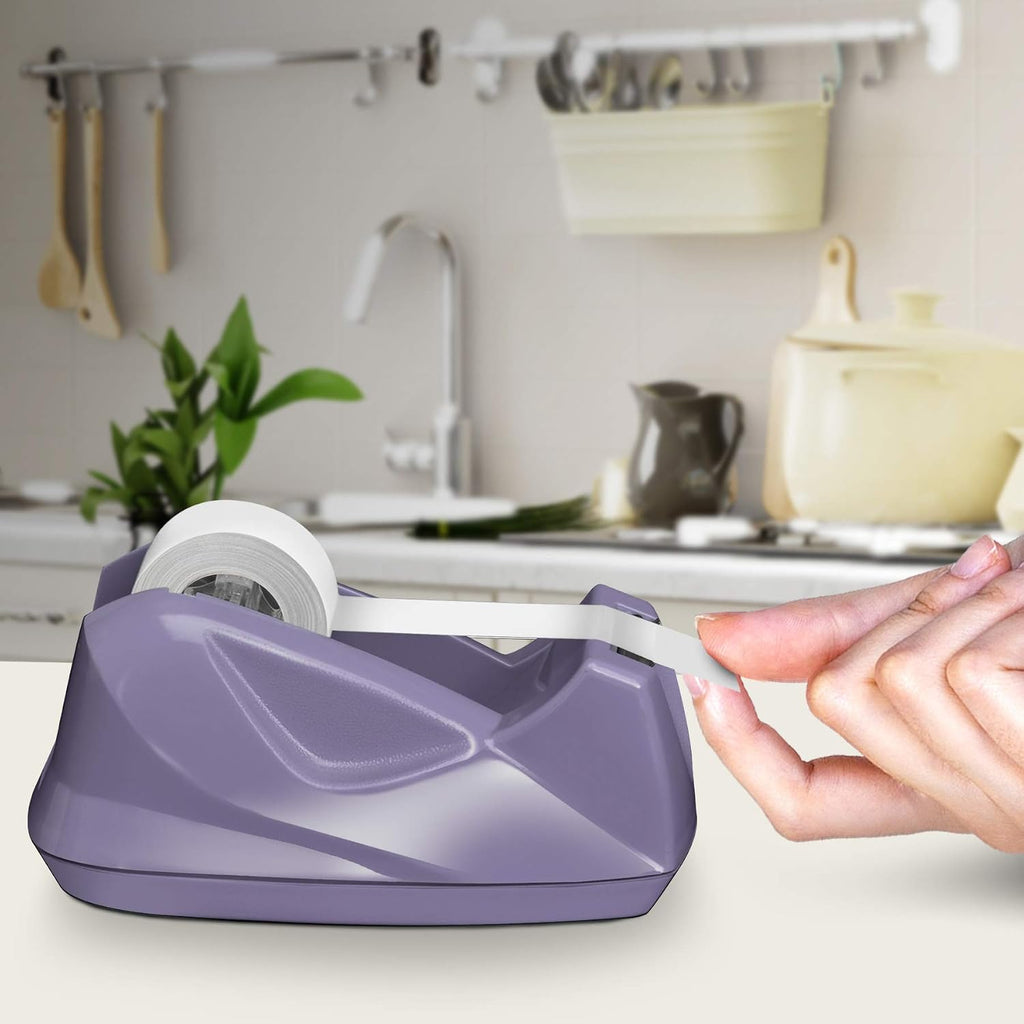 Desktop Tape Dispenser, Premium, Non-Skid Base, Plastic, Purple